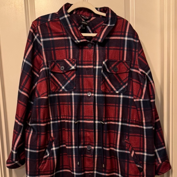Torrid Plaid Shacket (red/navy) — perfect for fall! - Picture 6 of 9